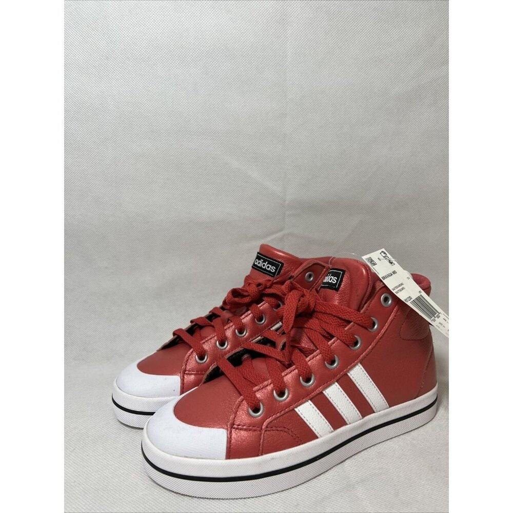 NEW NWT Adidas Neo Bravada Mid Womens Wmns Shoes Red Coral Shimmery SZ 5 White